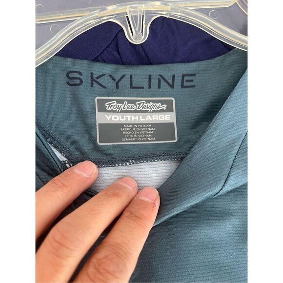 Troy Lee Designs teal and navy boy’s biking short sleeve shirt L - Picture 2 of 3